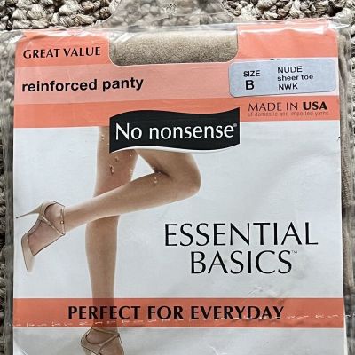 No Nonsense Pantyhose Sheer Toe Reinforced Panty Size B Nude BNIP Factory Sealed